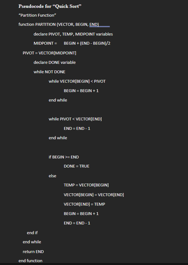 Algorithm Pseudocode Screenshot